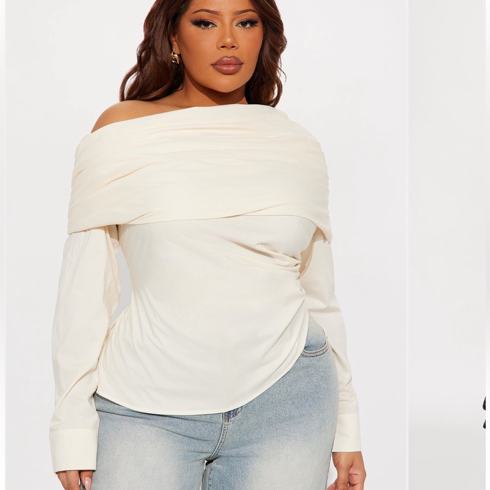 Eye Candy Ruched Off-Shoulder Top - Ivory